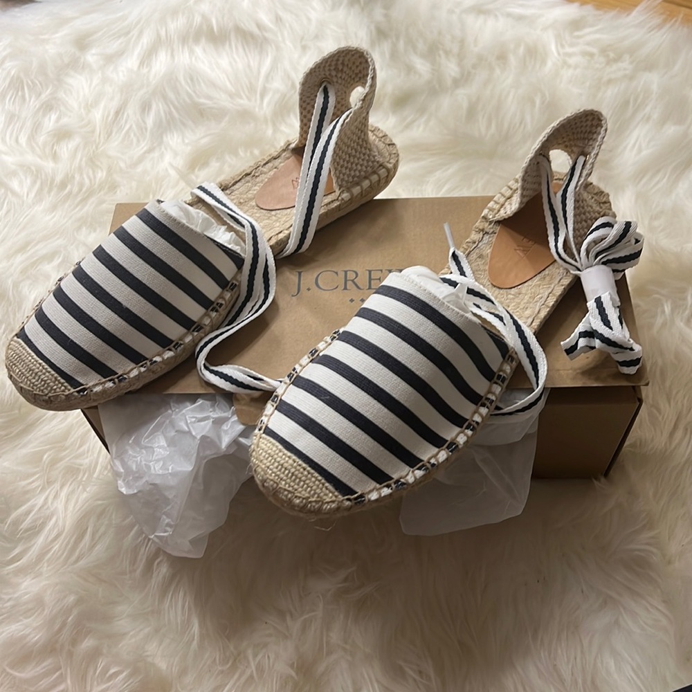 Brand new in box, J.Crew lace up flat espadrilles